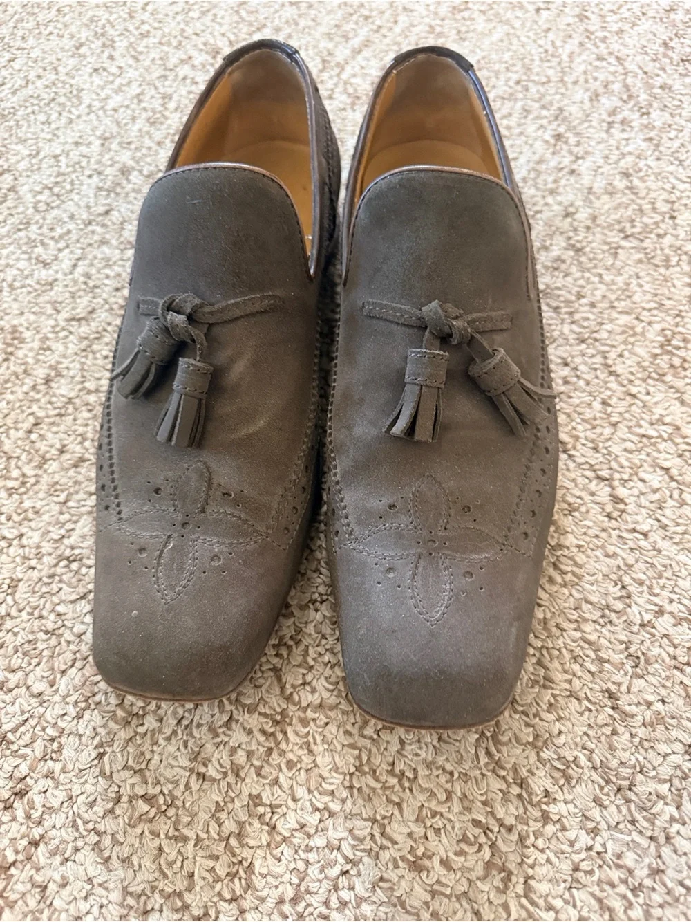 Louis Vuitton Men's Suede Tassel Loafers in Dark Gray